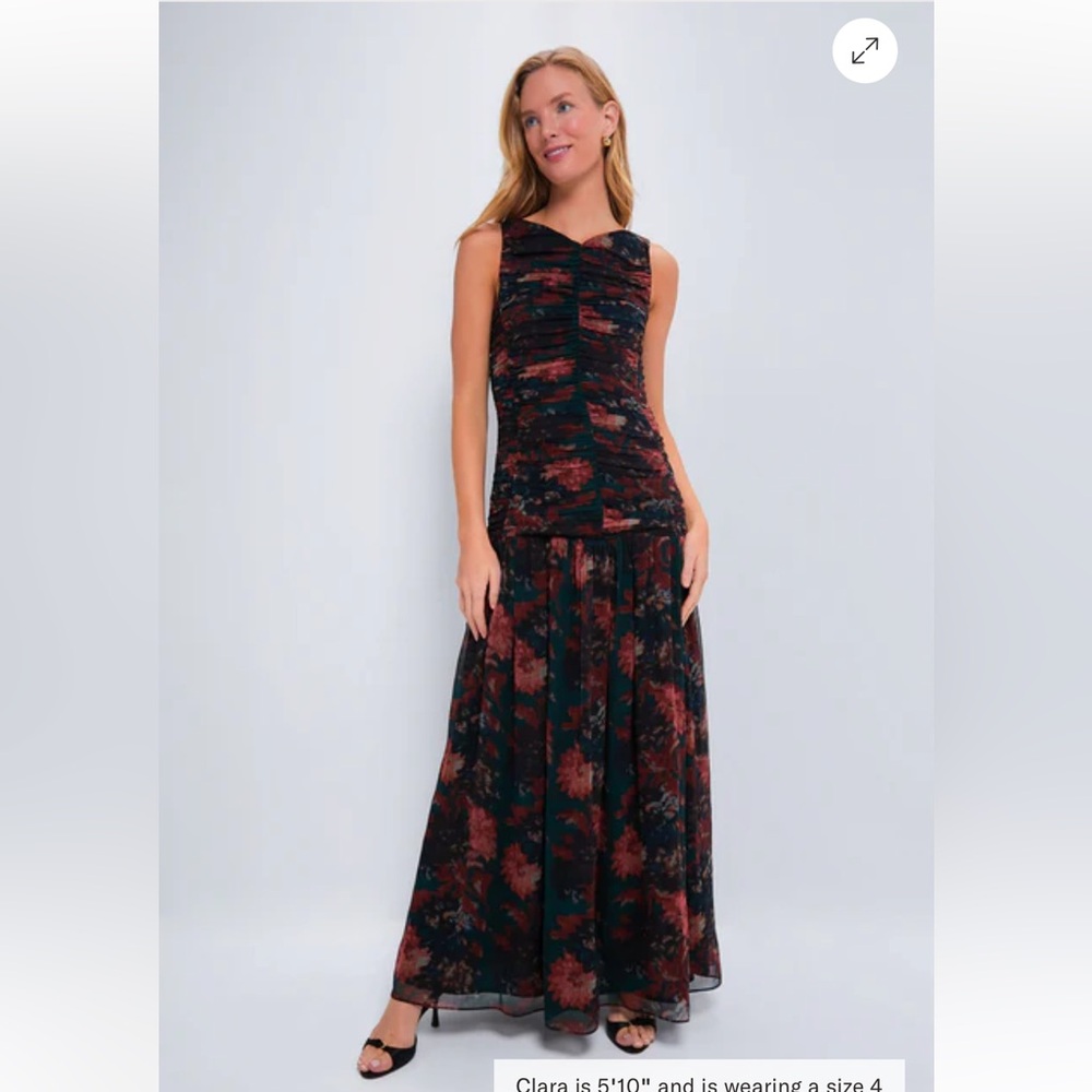Tuckernuck Persimmon Floral Chiffon Eloise Dress Size 2